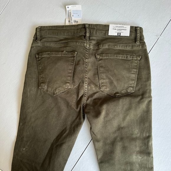 Zara "The Cropped" Pant in Army Green Size 38 NWT - Picture 16 of 16